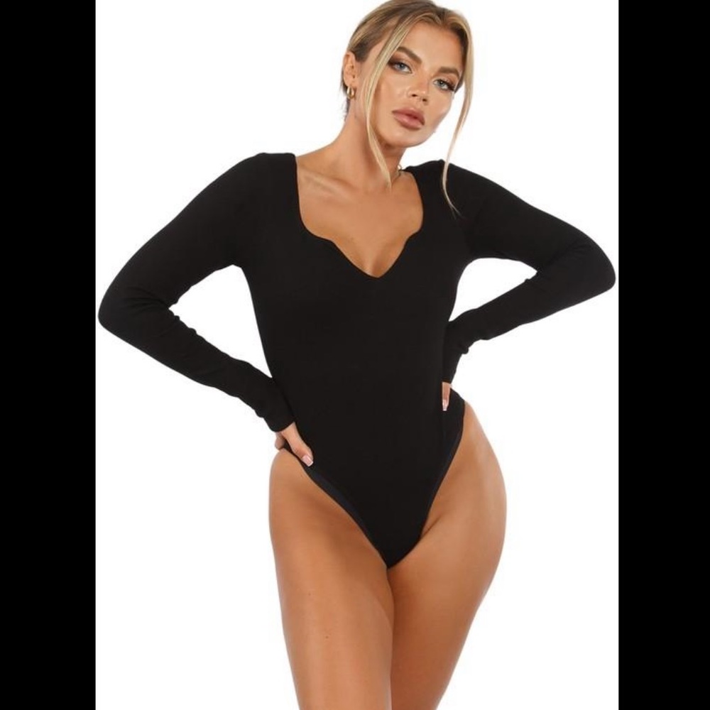 Black Microribbed Bodysuit